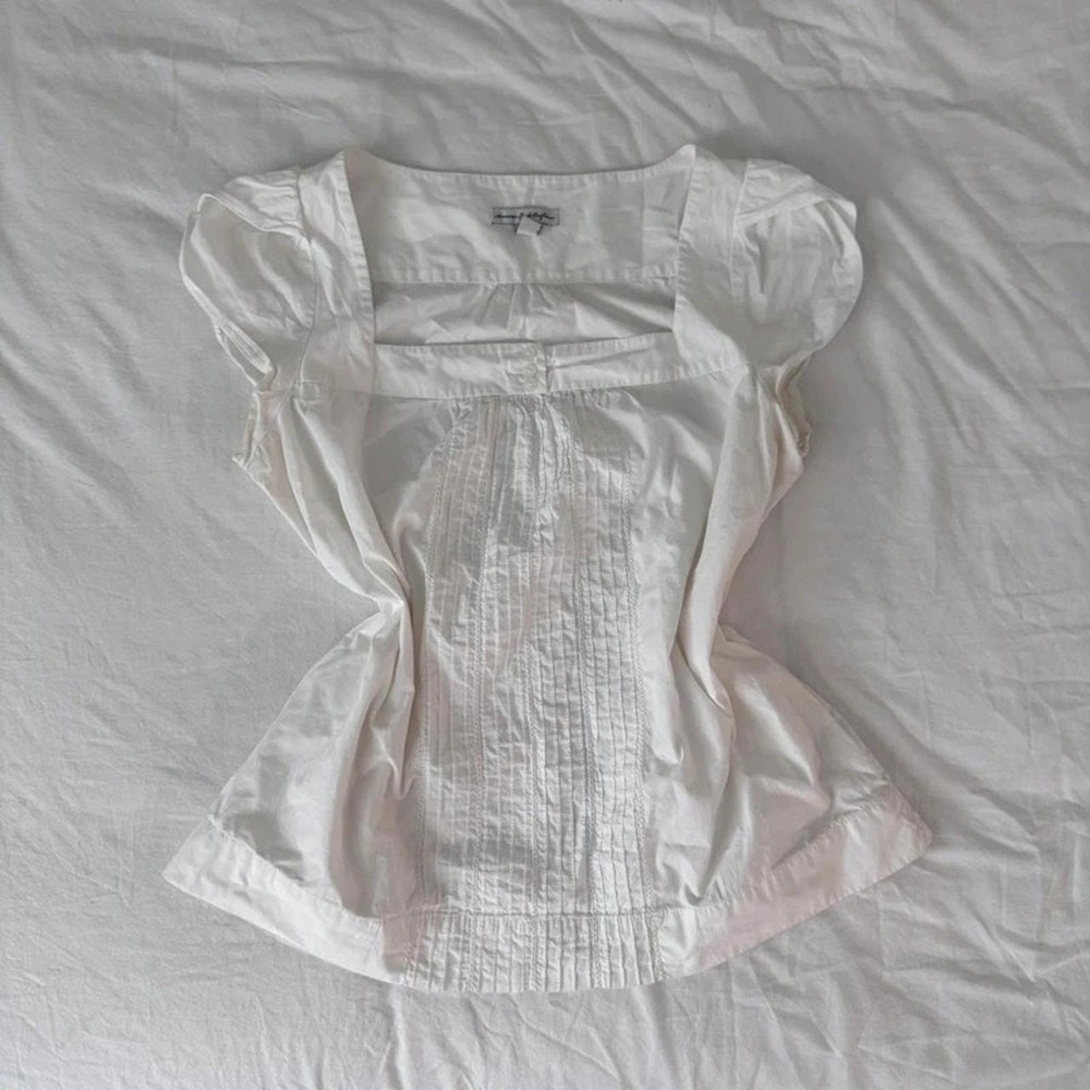 American Eagle Y2K 2000s Square-Neck Short Sleeve Blouse